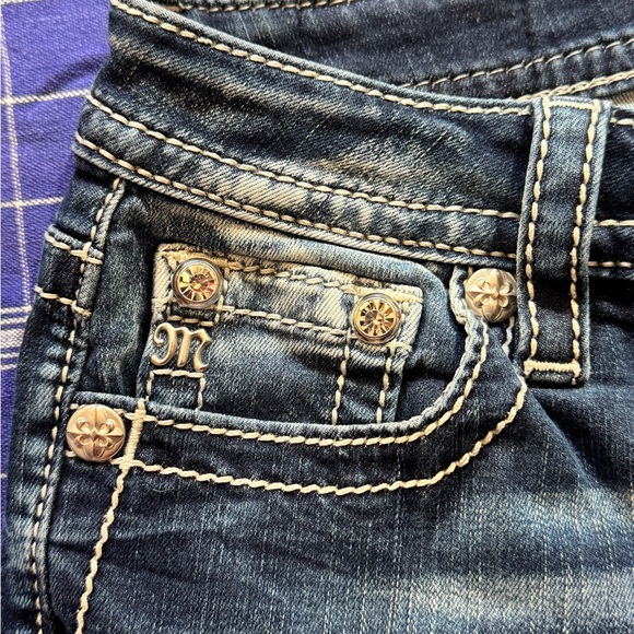 Miss Me Dark Blue Denim Jeans Mid-Rise Boot Size 25 - Picture 8 of 15